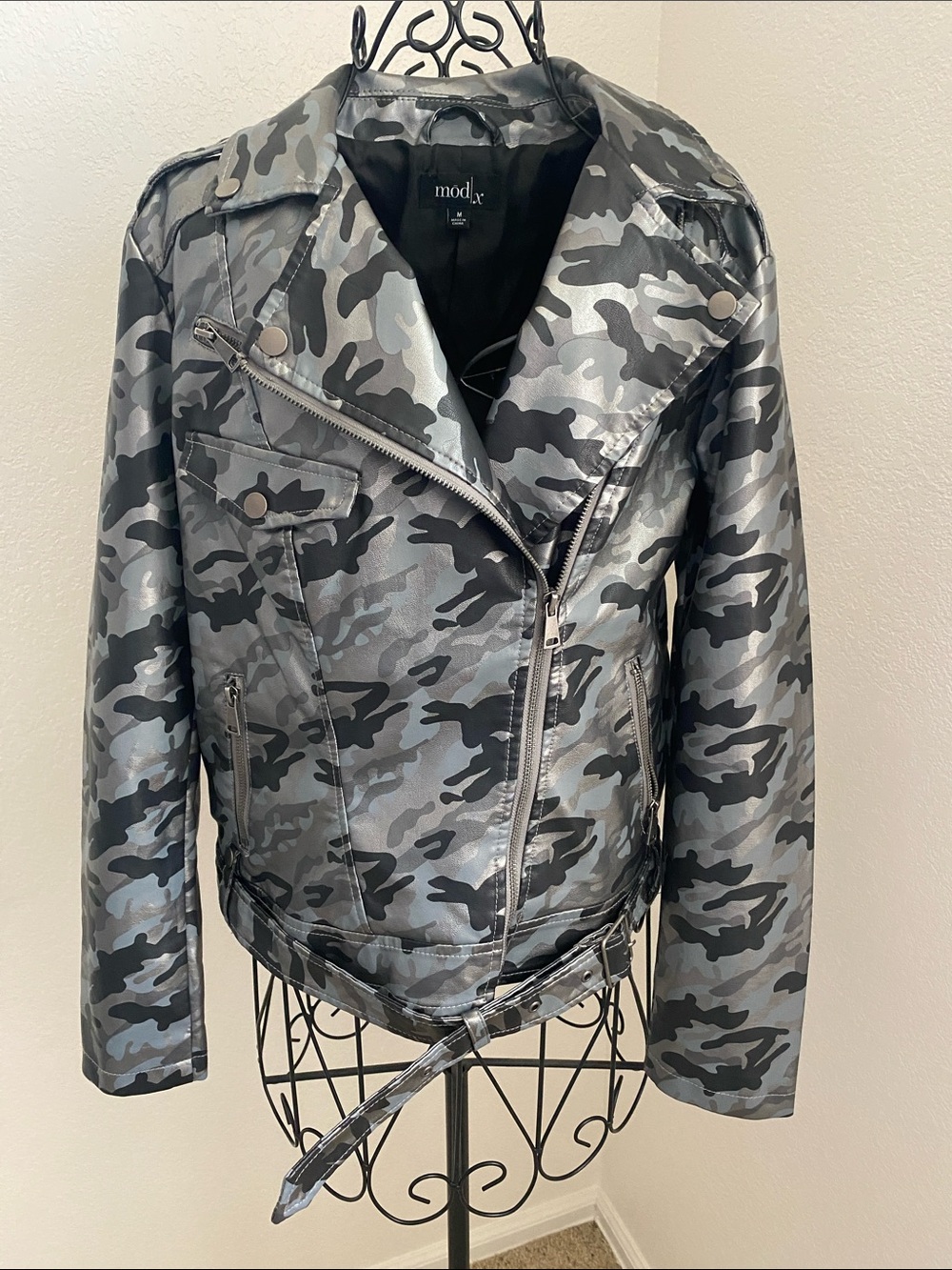 Mod. X Metallic Grey Camouflage Moto Jacket